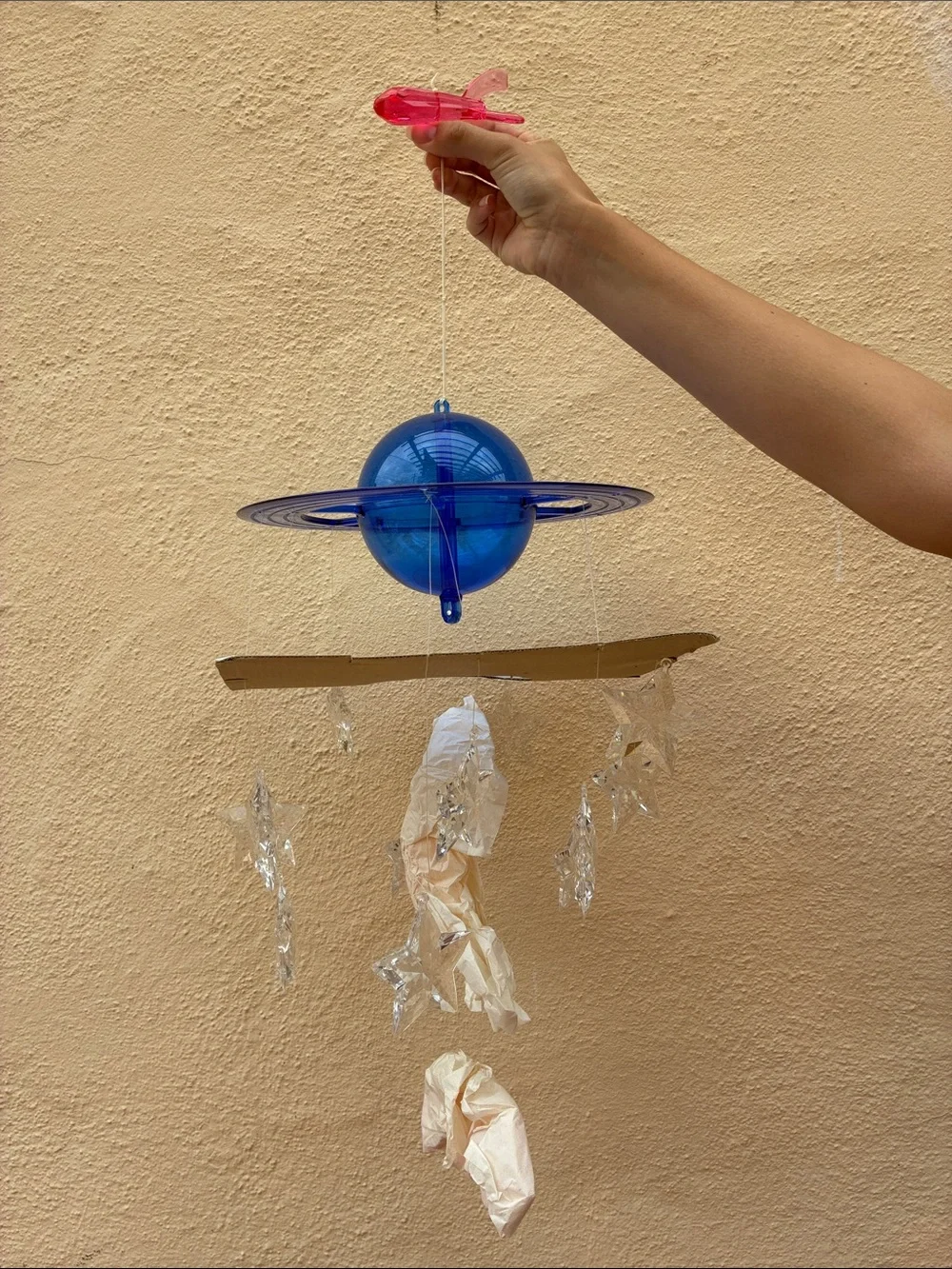 IKEA Blue Planet Mobile with Silver Stars and Gold Accents